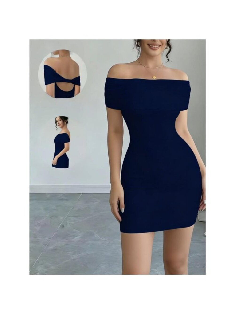 Off-Shoulder Bodycon Mini Dress - Picture 4 of 8